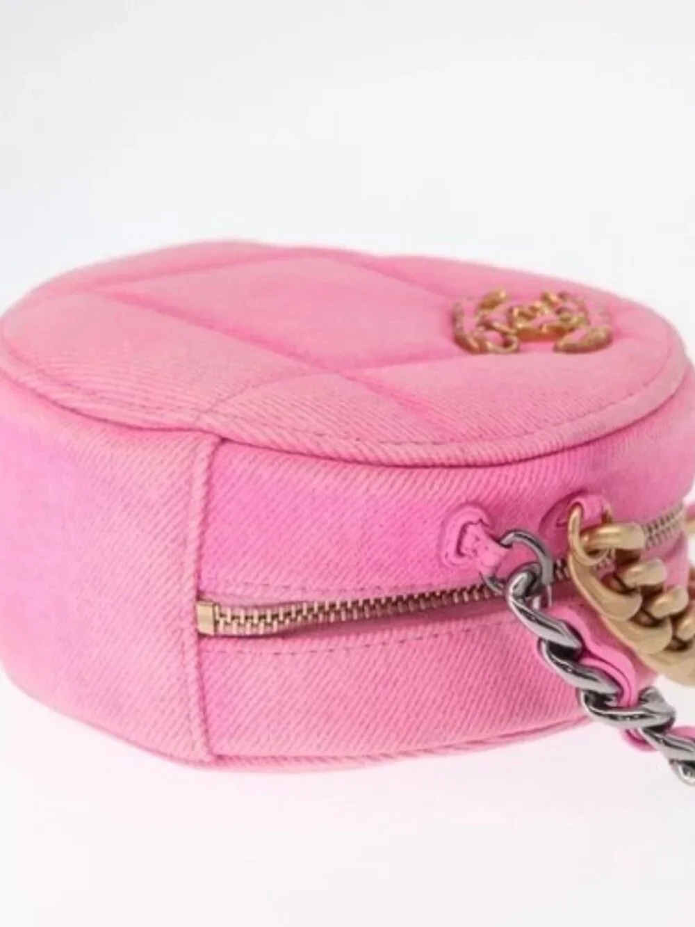 CHANEL Matelasse Chain Shoulder Bag Canvas Pink Gold CC Auth bs32090